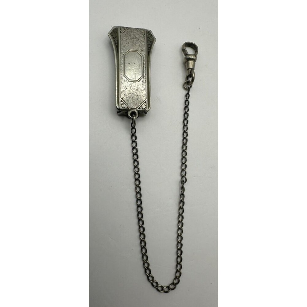 Vintage Antique Silverplate Belt Slide Watch Chain Art Deco